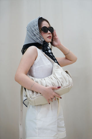Zora Pleated Cargo Bag (Ivory - Vegan leather)