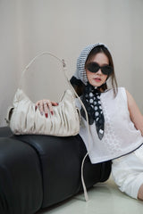 Zora Pleated Cargo Bag (Ivory - Vegan leather)