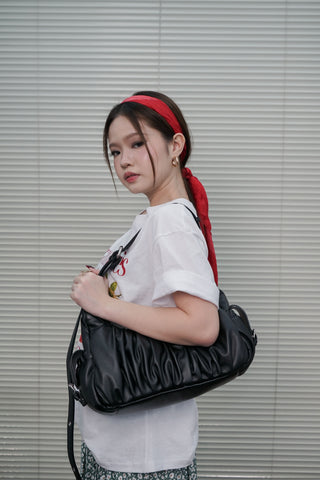 Zora Pleated Cargo Bag (Black - Vegan leather)