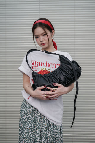 Zora Pleated Cargo Bag (Black - Vegan leather)