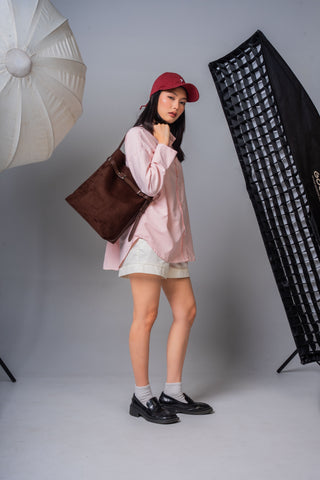 Aria Bucket Bag (Chestnut - Suede)