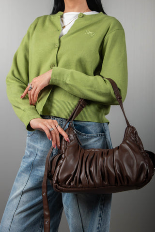 Zora Pleated Cargo Bag (Espresso - Vegan leather)