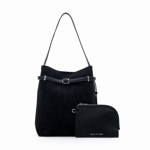 Aria Bucket Bag (Black - Suede)