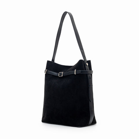 Aria Bucket Bag (Black - Suede)