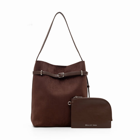 Aria Bucket Bag (Chestnut - Suede)