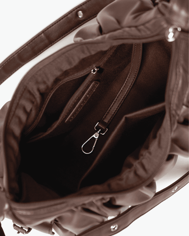 Zora Pleated Cargo Bag (Espresso - Vegan leather)