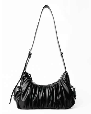 Zora Pleated Cargo Bag (Black - Vegan leather)