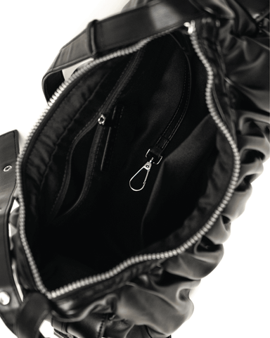 Zora Pleated Cargo Bag (Black - Vegan leather)