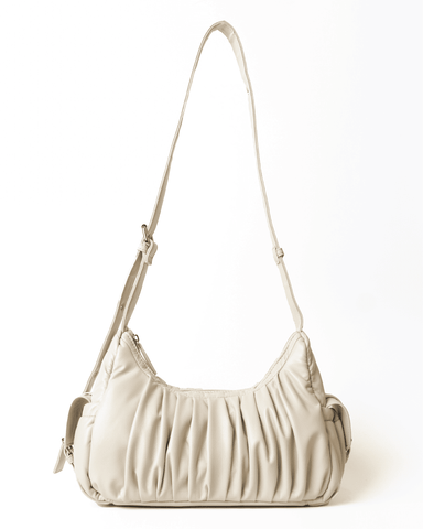 Zora Pleated Cargo Bag (Ivory - Vegan leather)
