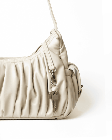 Zora Pleated Cargo Bag (Ivory - Vegan leather)