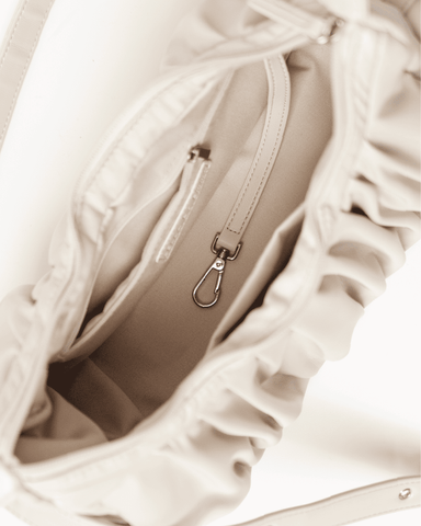 Zora Pleated Cargo Bag (Ivory - Vegan leather)