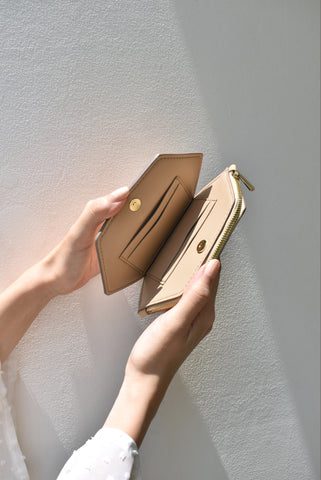 Odelia Hexagon Wallet (Brown and Cream)