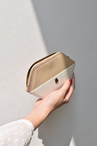 Odelia Hexagon Wallet (Brown and Cream)