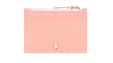 Lia Saffiano Zipped Card Holder (Blush Pink)